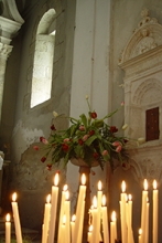 candles in Manarola, Italy